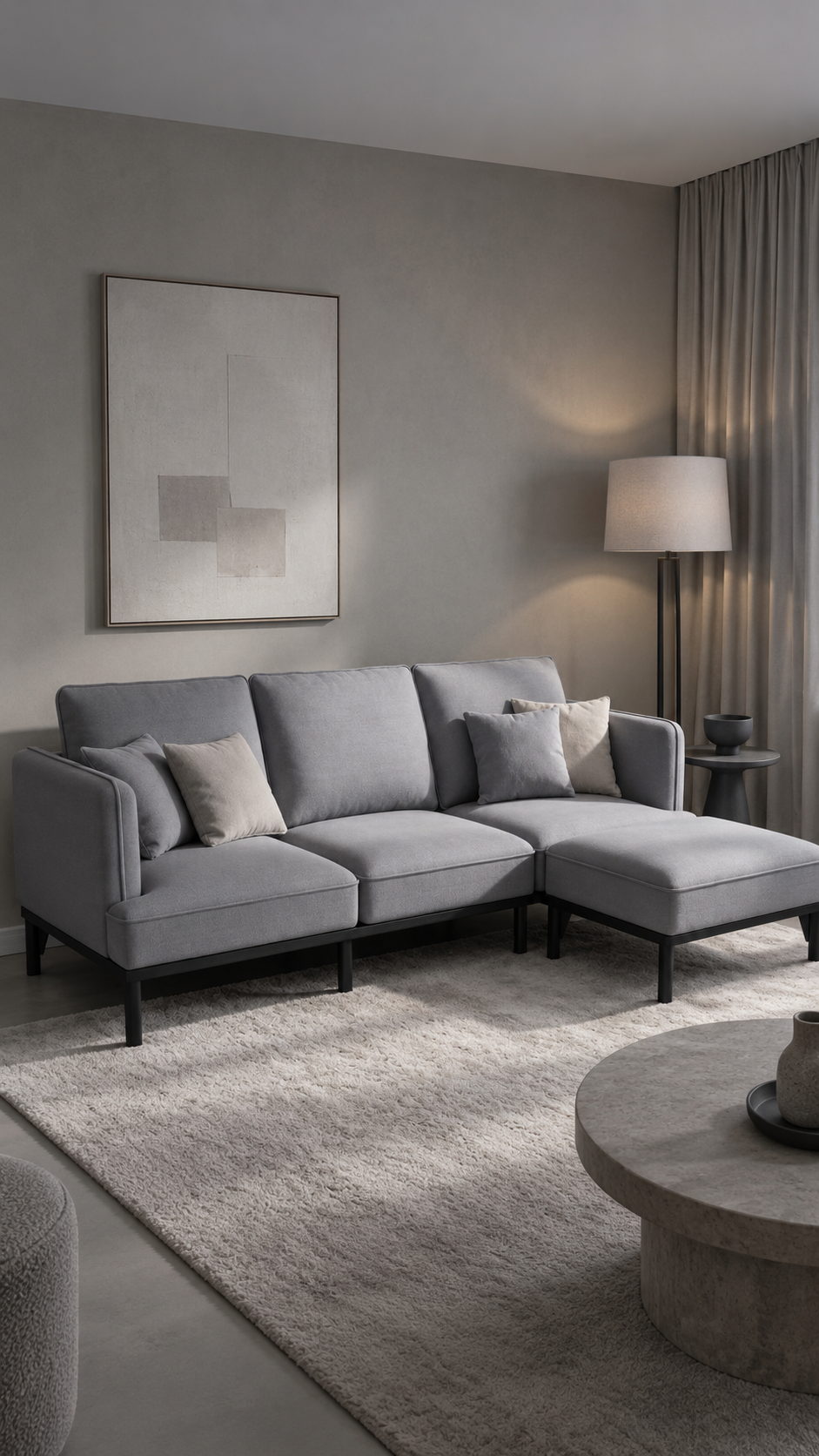 KRAMEN - 3,5—sits soffa med fotpall